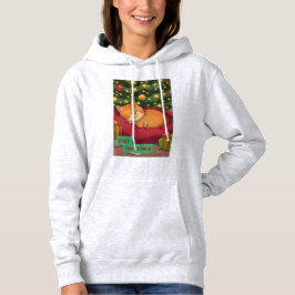 Sudadera Navidad Acogedora con un Gato Naranja
