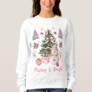 Sudadera Navidad Alegre y Brillante Acuarela Rosa Adorable