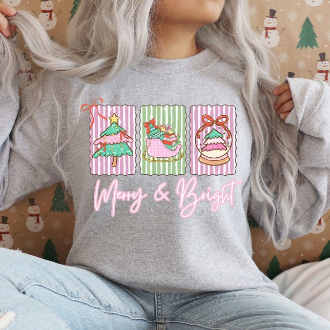 Sudadera Navidad Alegre y Brillante Preppy (Merry & Bright Preppy Christmas Sweatshirt)
