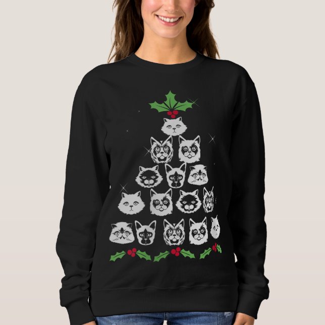 Sudadera Navidad Árbol de gato Gracioso Novedad gitana de N (Anverso)