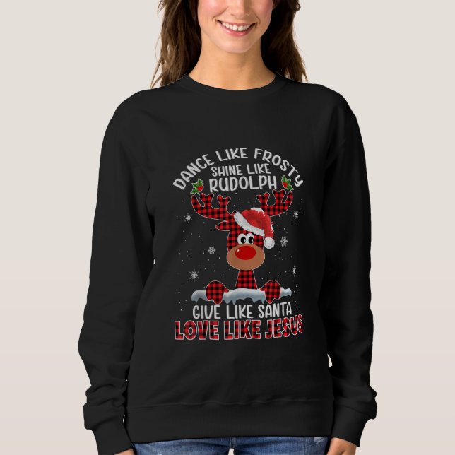 Sudadera Navidad Baile Como Brillo Escarchado Como Rudolph  (Anverso)