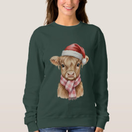 Sudadera Navidad con adorable vaca de las Highlands