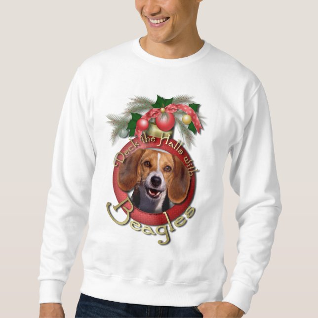 Sudadera Navidad - cubierta los pasillos - beagles (Anverso)
