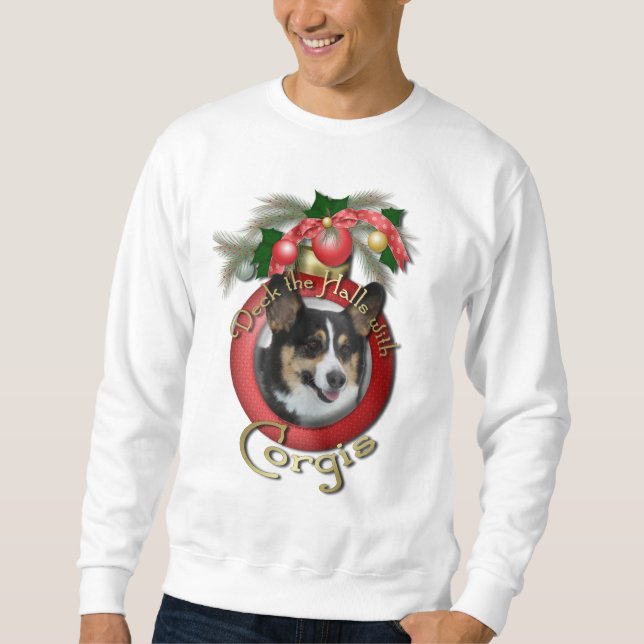 Sudadera Navidad - cubierta los pasillos - Corgis (Anverso)