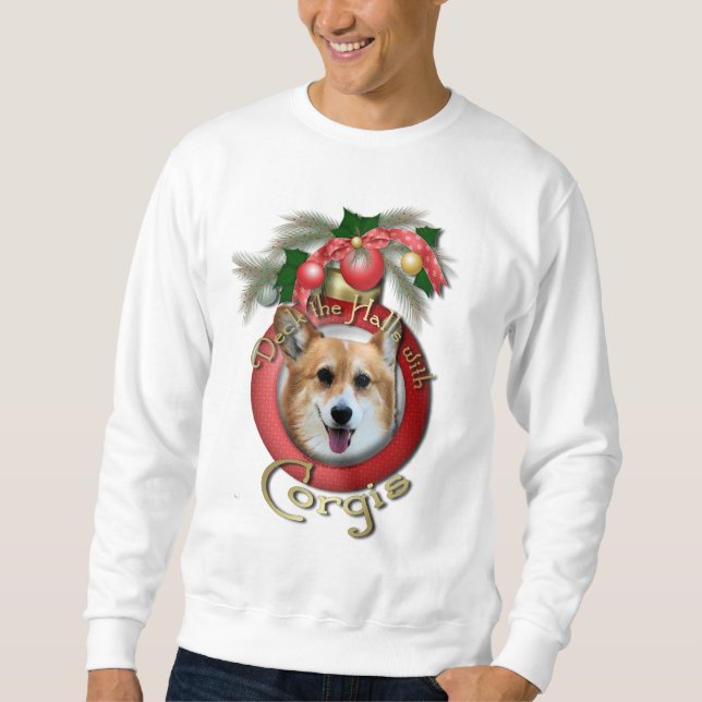 Sudadera Navidad - cubierta los pasillos - Corgis - Owen (Anverso)