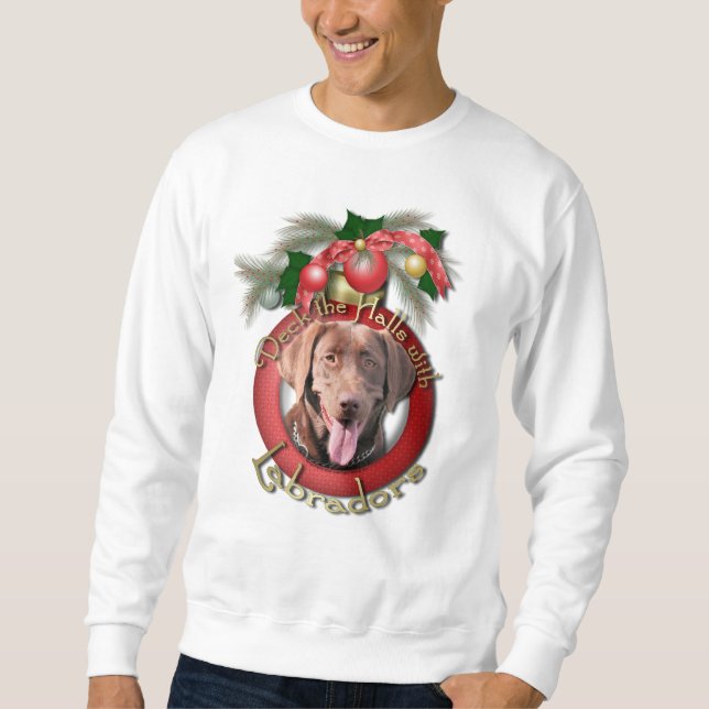 Sudadera Navidad - cubierta los pasillos - Labradors - (Anverso)