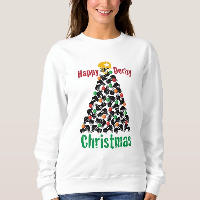 Sudadera Navidad de Derby del rodillo, patinaje sobre (Anverso)