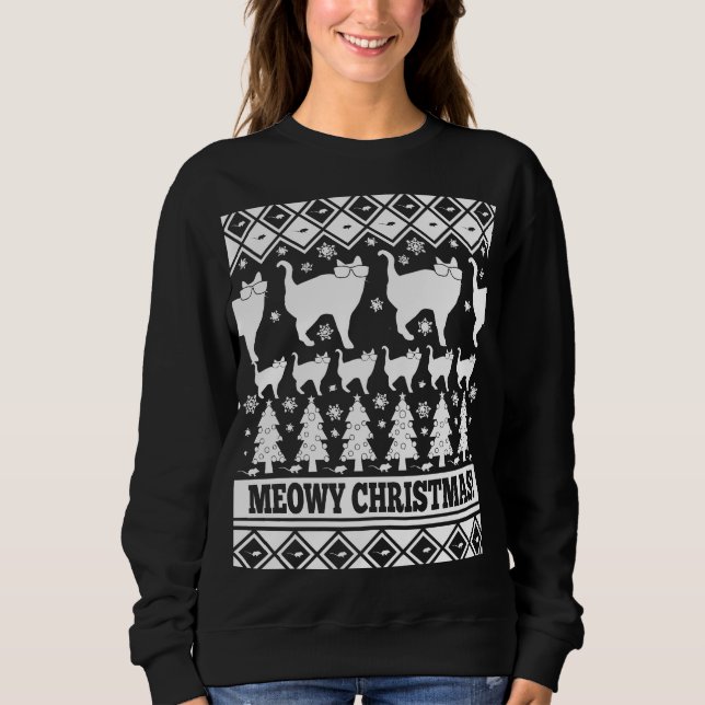 Sudadera Navidad de Meowy - camiseta fea del navidad (Anverso)