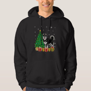 Sudadera Navidad de perro elkhound noruego en el árbol de n