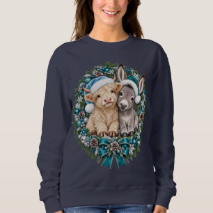 Sudadera Navidad de ternero de las Tierras Altas y burro be