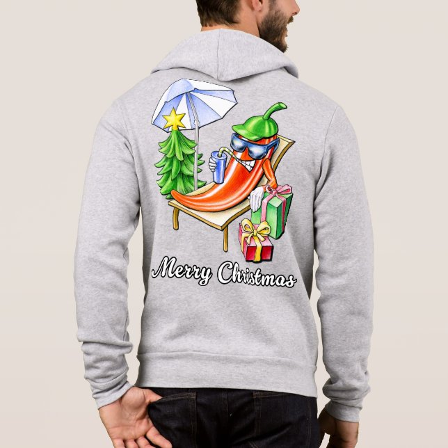 Sudadera Navidad Divertida bajo el Sol y el Árbol de Navida (Reverso)