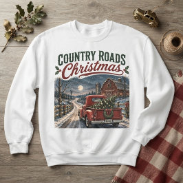 Sudadera Navidad en Caminos Rurales Camioneta Roja Vintage