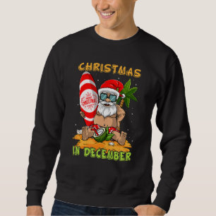 Sudadera Navidad En Diciembre Santa Hawaiano Verano Surfean