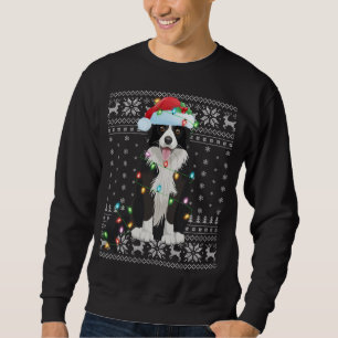 Sudadera Navidad en el collie de la frontera fea de Santa H