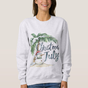 Sudadera Navidad en julio hombre de nieve de playa y palmer