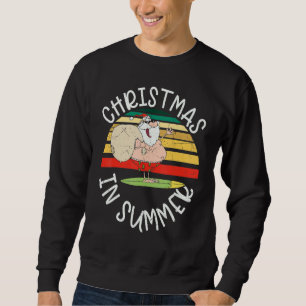 Sudadera Navidad En Julio Santa De Verano Hawaiano Surfista