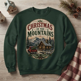 Sudadera Navidad en las Montañas Camión Rojo Vintage