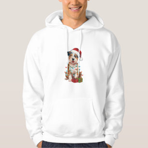 Sudadera Navidad iluminando Santa Hat Australian Terrier Do