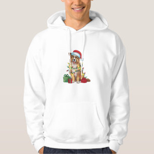 Sudadera Navidad iluminando Santa Hat Pastor inglés Chris