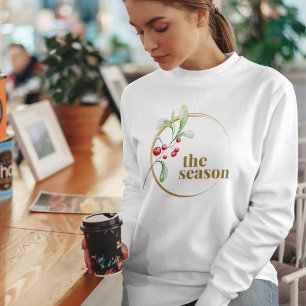 Sudadera Navidad Minimalista Moderna Bayas de Acebo