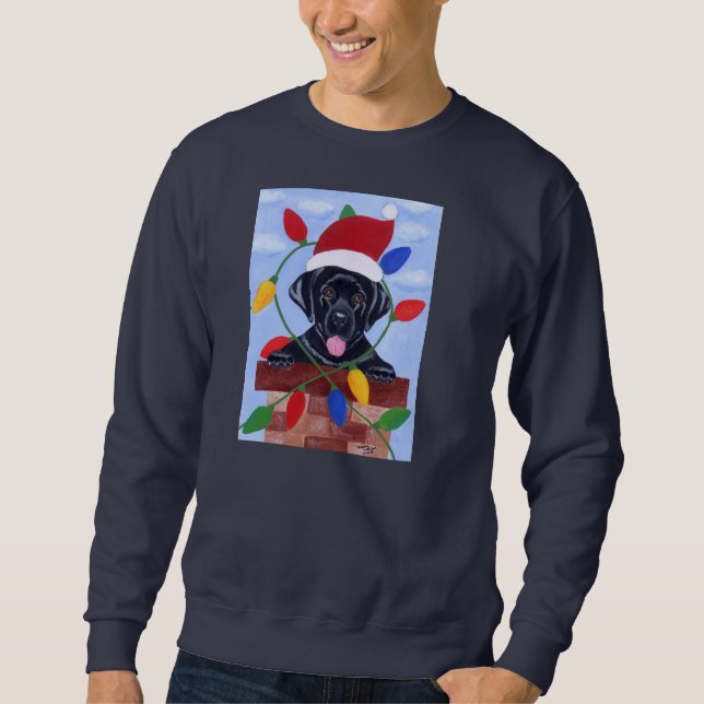 Sudadera Navidad negro del perrito de Labrador (Anverso)