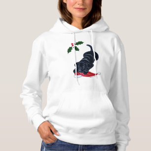 Sudadera Navidad negro del perrito de Labrador y del gorra