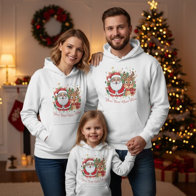 Sudadera Navidad personalizable de Santa y Reno ciervo (Subido por el creador)
