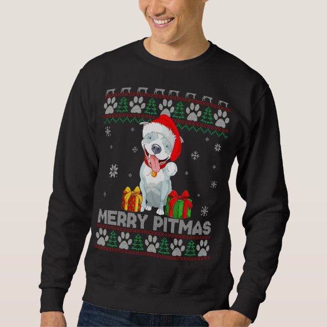 Sudadera Navidad Pitbull Feliz Pitmas Navidad Divertida Cam (Anverso)