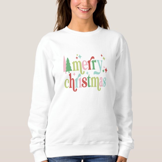 Sudadera Navidad Retro Pastel Merry (Anverso)