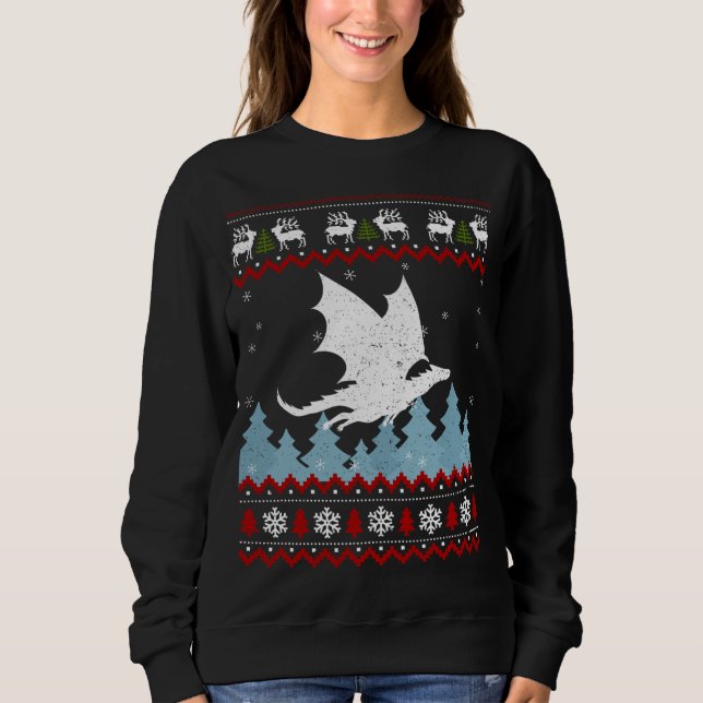 Sudadera Navidades adoran dragón con dulces feos navideños (Anverso)