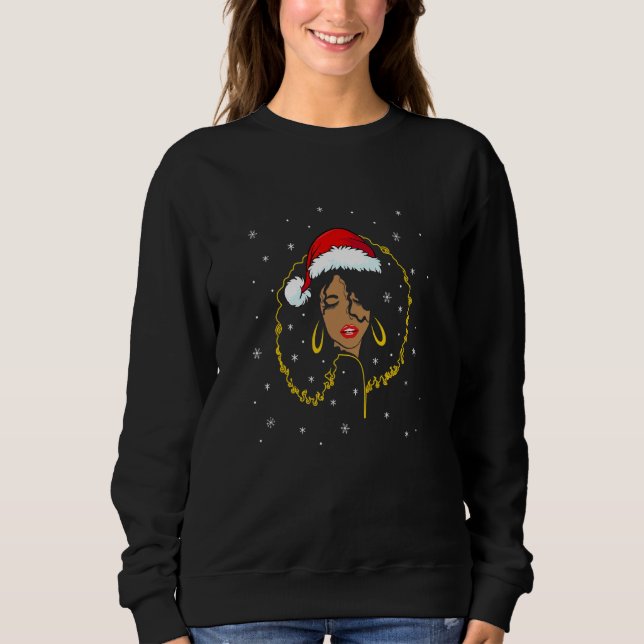 Sudadera Navidades afroamericanos Santa Claus Mujer Negra (Anverso)