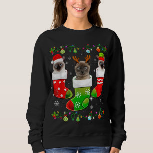Sudadera Navidades agarran luz graciosa para un gato siamés
