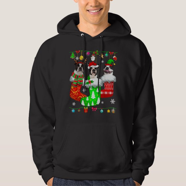 Sudadera Navidades agarran Pajama Perro Terrier de Boston c (Anverso)