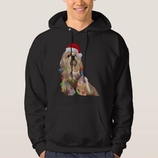 Sudadera Navidades Apso de Lhasa iluminan el amante del per (Anverso)