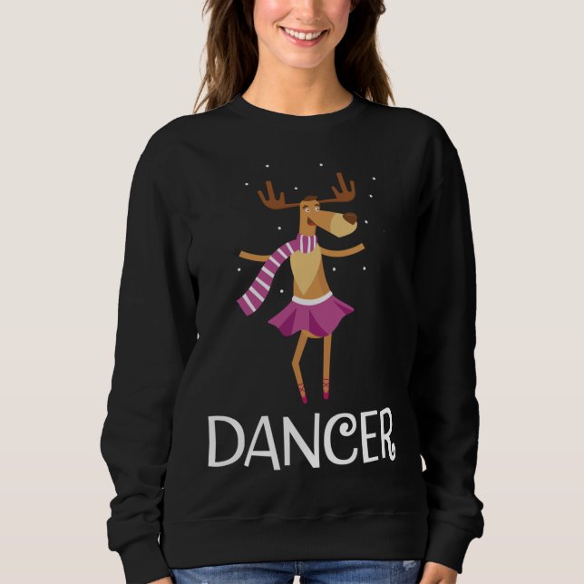 Sudadera Navidades bailarinas de Prancer bailando reno (Anverso)