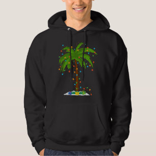 Sudadera Navidades Beach Palm Tree Con Xmas Luces Tropica
