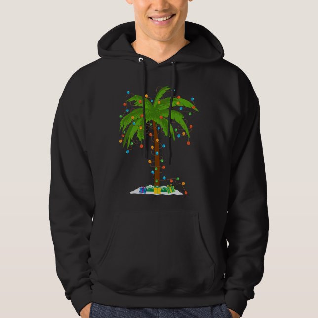 Sudadera Navidades Beach Palm Tree Con Xmas Luces Tropica (Anverso)