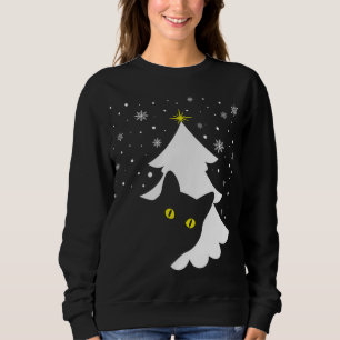 Sudadera Navidades Black Cat Christmas Tree snow and stars