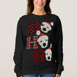 Sudadera Navidades Bola de Fútbol Santa Head Red Plaid Xmas