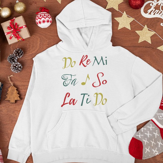 Sudadera Navidades caprichosos del sonido de la música (Famous from the musical "The Sound of Music," the notes "Do Re Mi" appear in whimsical typography.)