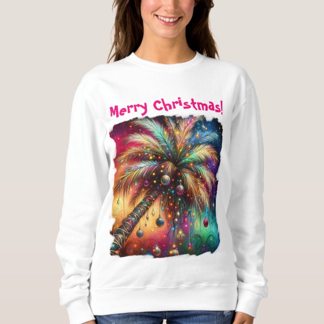 Sudadera Navidades caprichosos Palm Tree Tropical Beach Viv (Anverso)