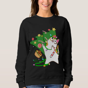 Sudadera Navidades Cat Calico golpea el árbol de navidad ki