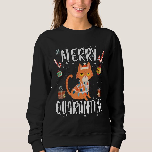 Sudadera Navidades Cat Merry Quarantine Santa Claus Ugly Ch (Anverso)