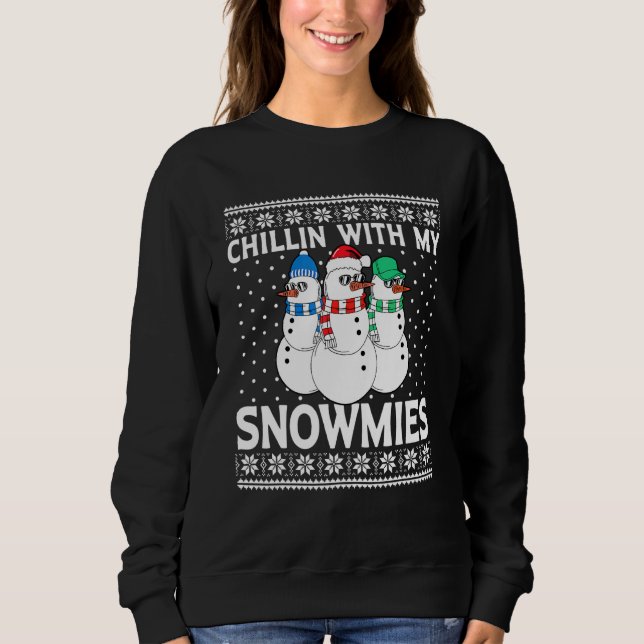 Sudadera Navidades Chillin Con Mis Nieves Verde Rojo Azul (Anverso)