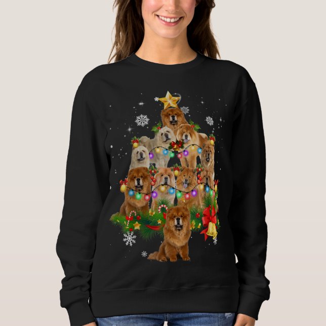 Sudadera Navidades Chow Chow Perro Tree iluminan familia Pa (Anverso)