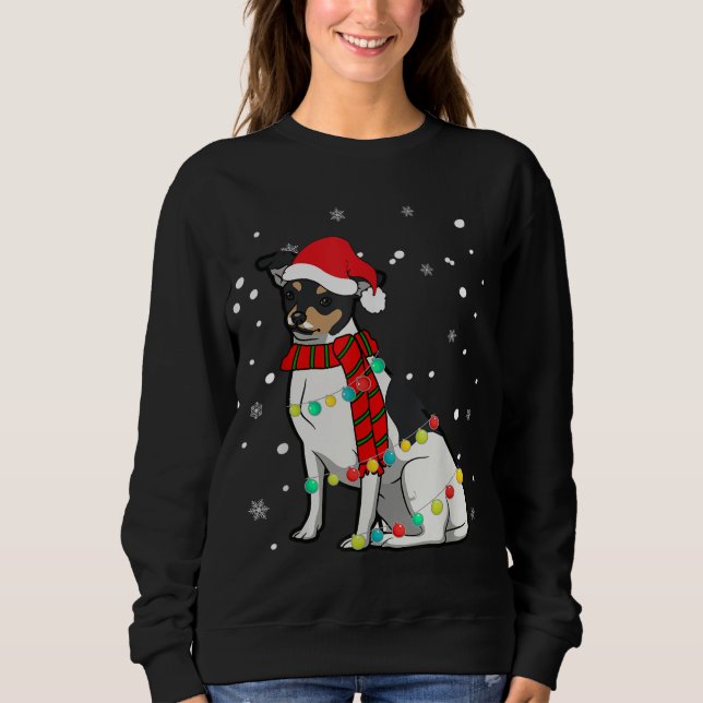 Sudadera Navidades cortos RAT TERRIER Luces de perros (Anverso)