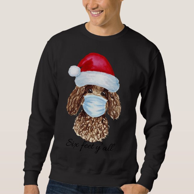 Sudadera Navidades Covid Masked Poodle 6 Pies Y Todos Diver (Anverso)