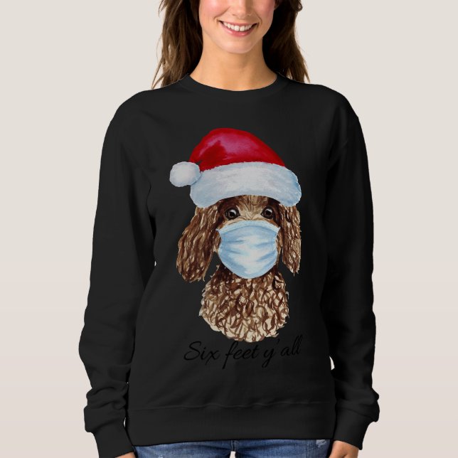 Sudadera Navidades Covid Masked Poodle 6 Pies Y Todos Diver (Anverso)