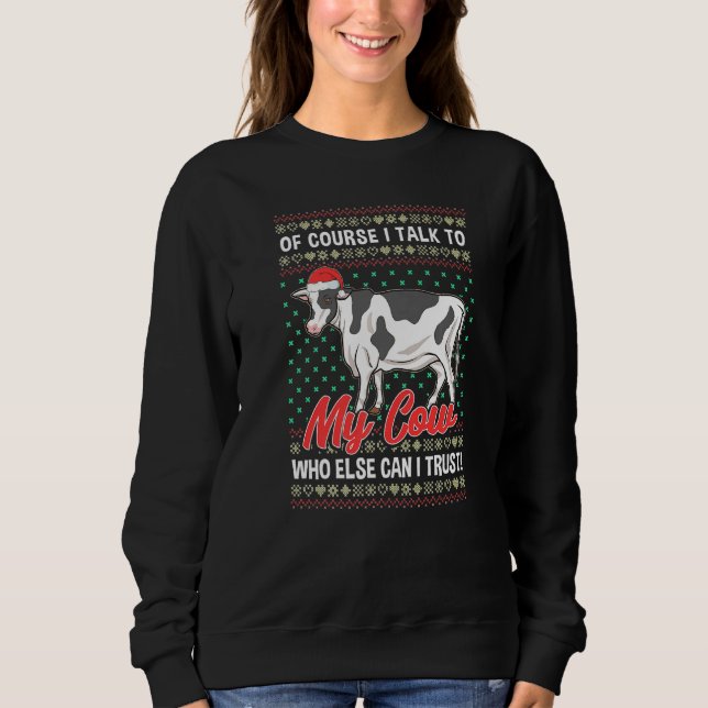 Sudadera Navidades Cow Farm Country Farmer Humor Agrícola (Anverso)
