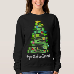 Sudadera Navidades Crayon Teacher de preescolar Árbol mejor